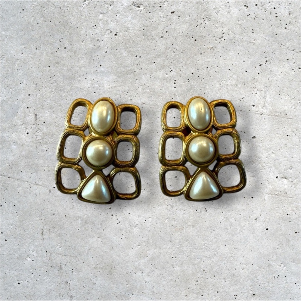 VINTAGE Avon GEOMETRIC CHUNKY EARRINGS 1980s